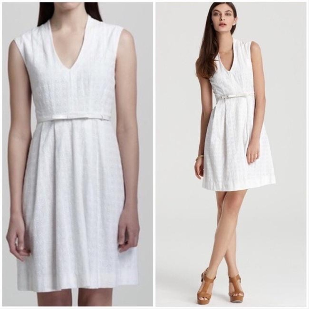 Kate Spade White Eyelet Brittany Belt Casual Dress Mini V Neck Belt Belted Lace